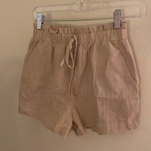 Tan linen shorts